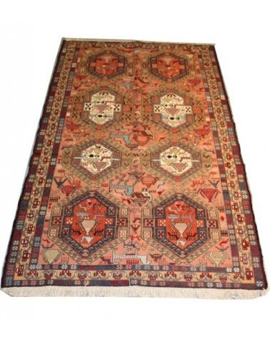 Ancien Kilim, brodé à la main, Sumak, Kurdestan d'Iran, laine et soie, Art déco  - 3